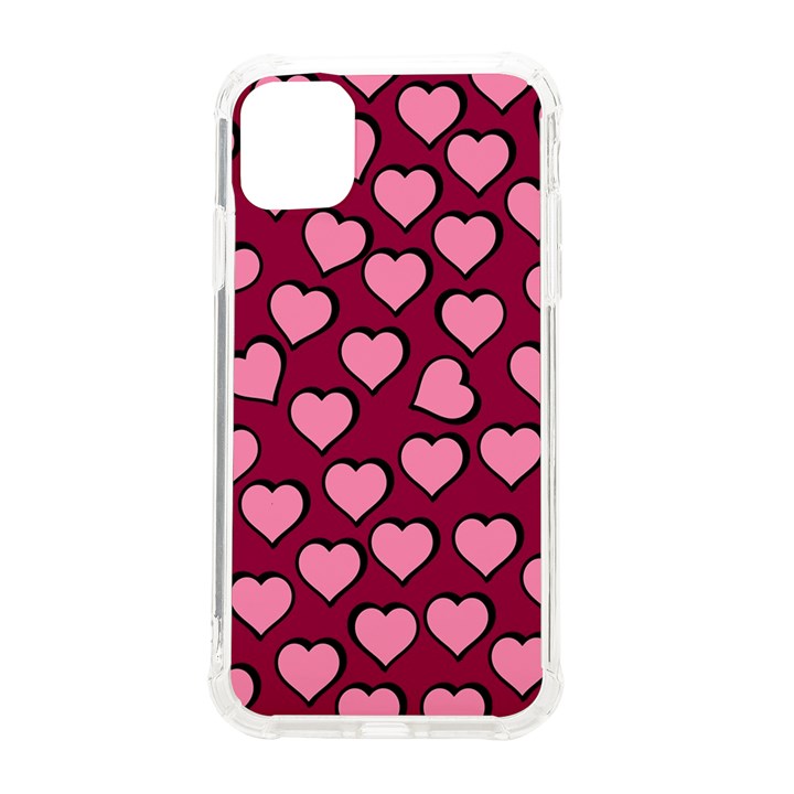 Pattern Pink Abstract Heart Love iPhone 11 TPU UV Print Case