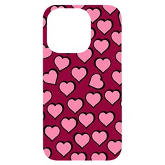 Pattern Pink Abstract Heart Love Iphone 14 Pro Black Uv Print Case