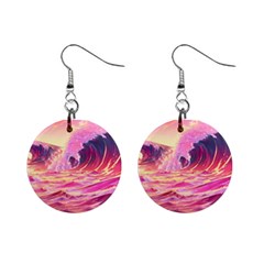 Wave Waves Ocean Sea Mini Button Earrings by Ravend