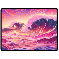 Wave Waves Ocean Sea Fleece Blanket (large) by Ravend