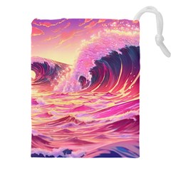 Wave Waves Ocean Sea Drawstring Pouch (5xl) by Ravend