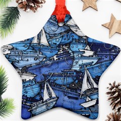 Boat Ship Background Pattern Star Ornament (two Sides) by Ravend