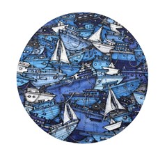 Boat Ship Background Pattern Mini Round Pill Box by Ravend