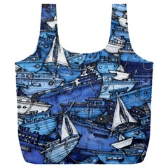 Boat Ship Background Pattern Full Print Recycle Bag (xxxl) by Ravend