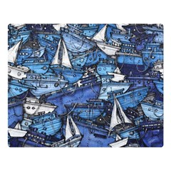 Boat Ship Background Pattern Premium Plush Fleece Blanket (large) by Ravend