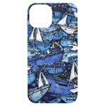 Boat Ship Background Pattern iPhone 14 Black UV Print Case Front