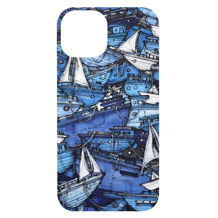 Boat Ship Background Pattern iPhone 14 Black UV Print Case