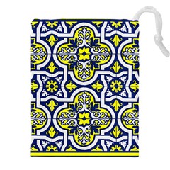 Tiles Panel Decorative Decoration Traditional Pattern Drawstring Pouch (5xl) by Ravend