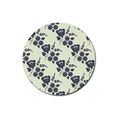 Flower Roses Rose Floral Flora Pattern Vintage Rubber Round Coaster (4 Pack) by Ravend