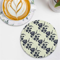 Flower Roses Rose Floral Flora Pattern Vintage Uv Print Round Tile Coaster by Ravend