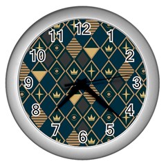 Background Non Seamless Pattern Wall Clock (Silver)