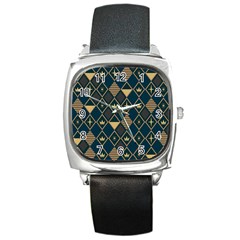 Background Non Seamless Pattern Square Metal Watch