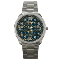 Background Non Seamless Pattern Sport Metal Watch