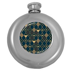 Background Non Seamless Pattern Round Hip Flask (5 oz)