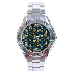 Background Non Seamless Pattern Stainless Steel Analogue Watch