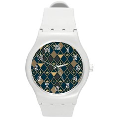 Background Non Seamless Pattern Round Plastic Sport Watch (M)