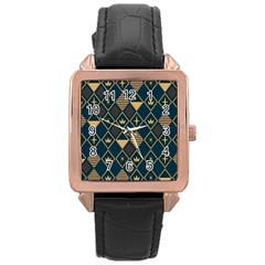 Background Non Seamless Pattern Rose Gold Leather Watch 