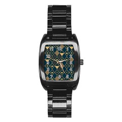 Background Non Seamless Pattern Stainless Steel Barrel Watch