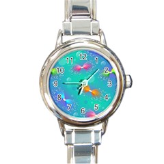 Non Seamless Pattern Blues Bright Round Italian Charm Watch