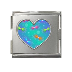 Non Seamless Pattern Blues Bright Mega Link Heart Italian Charm (18mm)