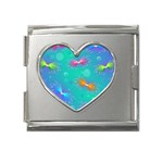 Non Seamless Pattern Blues Bright Mega Link Heart Italian Charm (18mm) Front