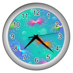 Non Seamless Pattern Blues Bright Wall Clock (Silver)