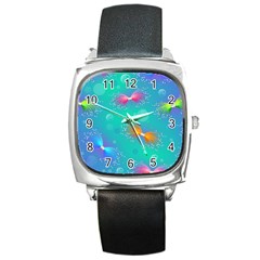 Non Seamless Pattern Blues Bright Square Metal Watch