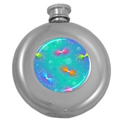 Non Seamless Pattern Blues Bright Round Hip Flask (5 Oz) by Ravend