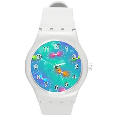 Non Seamless Pattern Blues Bright Round Plastic Sport Watch (M)