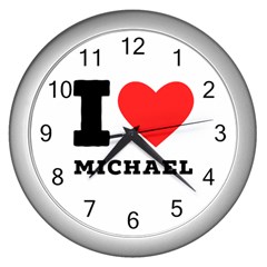 I Love Michael Wall Clock (silver) by ilovewhateva