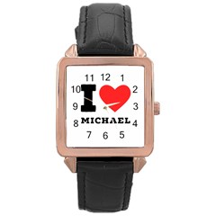 I Love Michael Rose Gold Leather Watch  by ilovewhateva