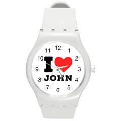 I Love John Round Plastic Sport Watch (m) by ilovewhateva