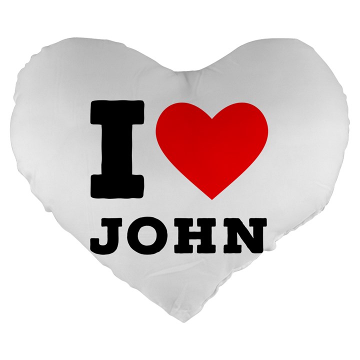 I love john Large 19  Premium Heart Shape Cushions