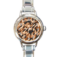 Abstract Camouflage Pattern Round Italian Charm Watch by Jack14