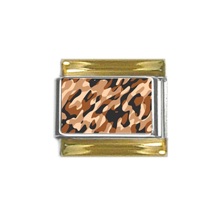 Abstract Camouflage Pattern Gold Trim Italian Charm (9mm)