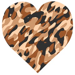 Abstract Camouflage Pattern Wooden Puzzle Heart by Jack14