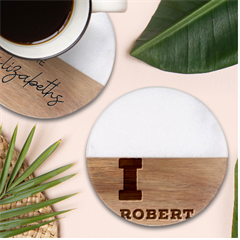 I Love Robert Classic Marble Wood Coaster (round)  by ilovewhateva