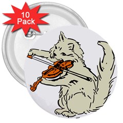 Cat Playing The Violin Art 3  Buttons (10 Pack) 