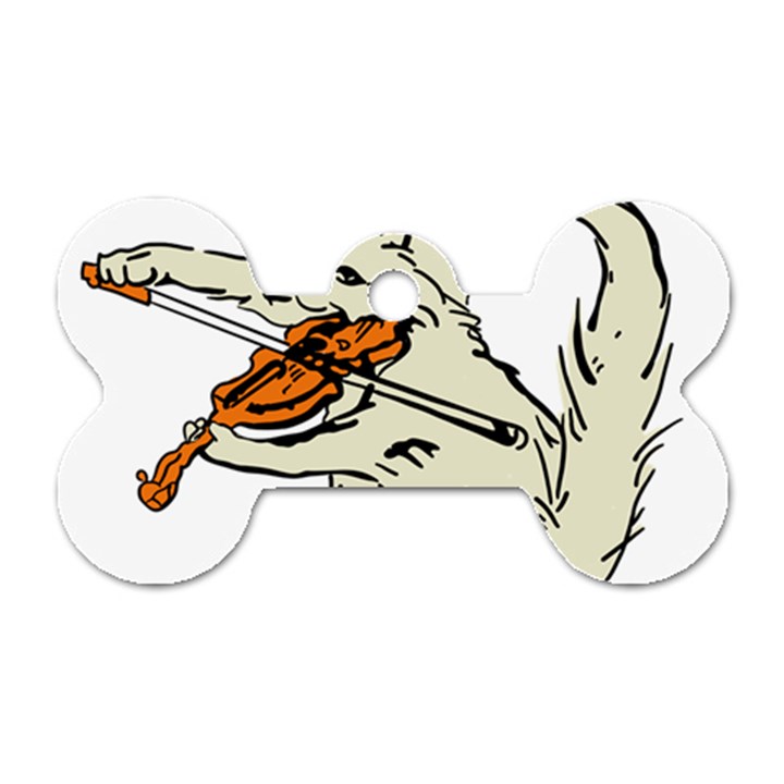 Cat Playing The Violin Art Dog Tag Bone (One Side)