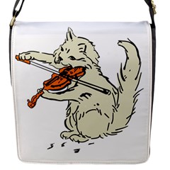 Cat Playing The Violin Art Flap Closure Messenger Bag (s) by oldshool