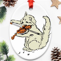 Cat Playing The Violin Art Ornament (oval)