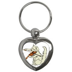 Cat Playing The Violin Art Key Chain (heart) by oldshool