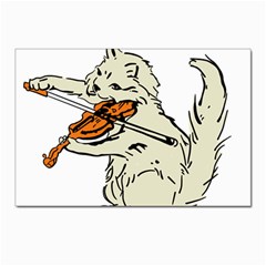 Cat Playing The Violin Art Postcards 5  X 7  (pkg Of 10)