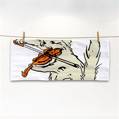 Cat Playing The Violin Art Hand Towel