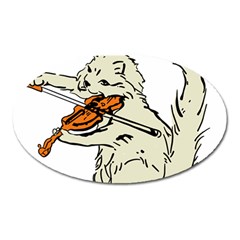 Cat Playing The Violin Art Oval Magnet by oldshool