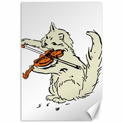 Cat Playing The Violin Art Canvas 12  X 18  by oldshool