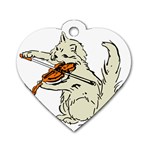 Cat Playing The Violin Art Dog Tag Heart (One Side) Front