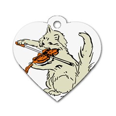 Cat Playing The Violin Art Dog Tag Heart (two Sides)