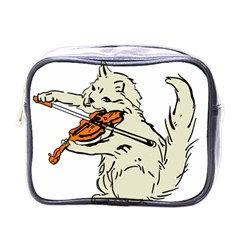 Cat Playing The Violin Art Mini Toiletries Bag (one Side)