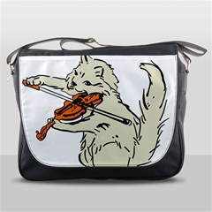 Cat Playing The Violin Art Messenger Bag